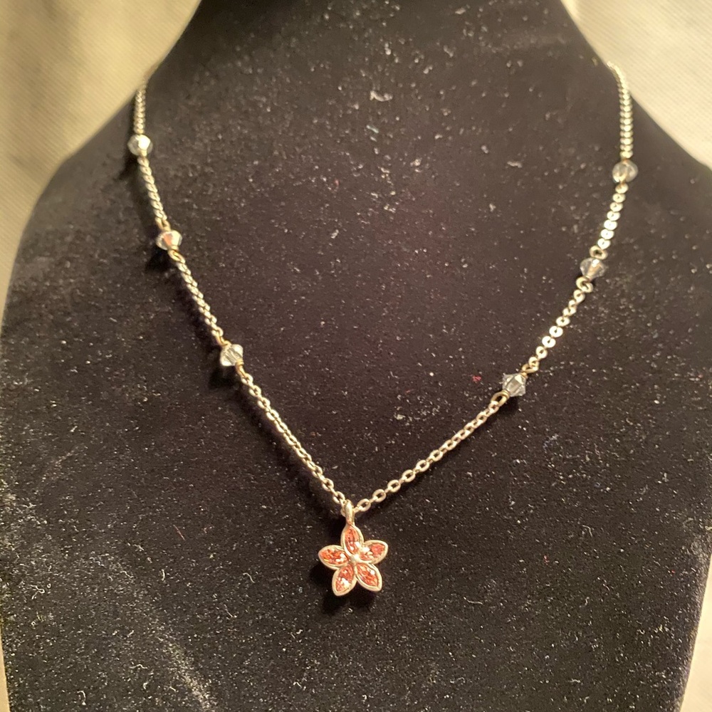 Sold- Brighton pink crystal flower petite necklace - Picture 5 of 5